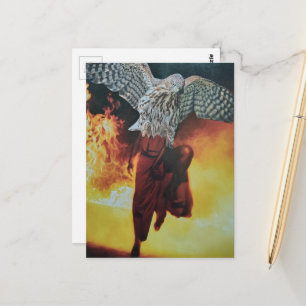 Dancing Hawk in a red dress fantasy collage Postcard