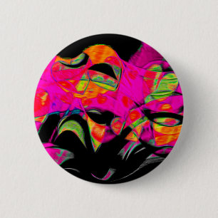 Dancing Hearts on Black Chiffon 6 Cm Round Badge