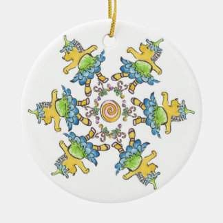Dancing Hedgehogs Ceramic Tree Decoration
