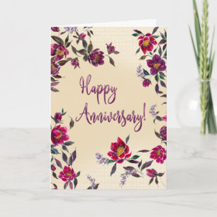 Dancing Hellebores Watercolor Anniversary Card 