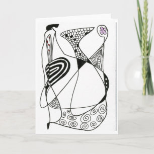 "Dancing Hen" Abstract Art Greeting Card