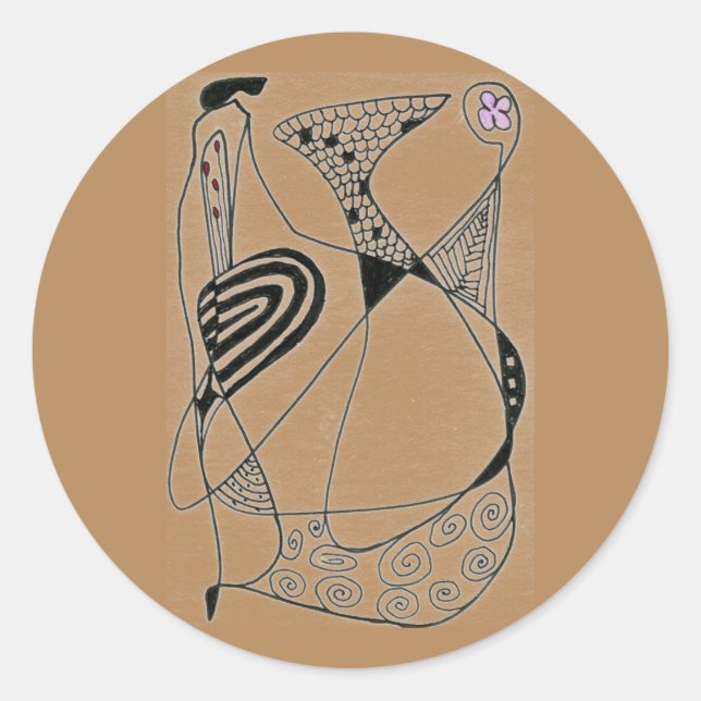 "Dancing Hen on Buff" Abstract Design Sticker (Front)
