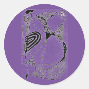 "Dancing Hen on Purple" Abstract Design Sticker