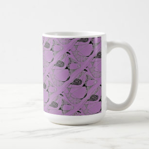 "Dancing Hen on Purple Tiled" Abstract Design Mug
