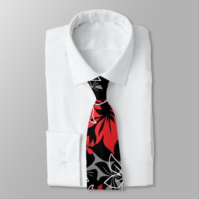 Dancing Hibiscus Hawaiian Necktie (Tied)