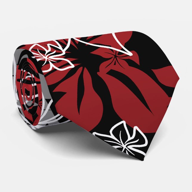 Dancing Hibiscus Hawaiian Necktie (Rolled)