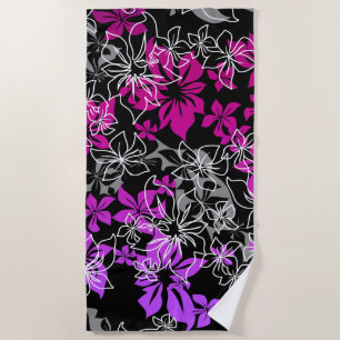 Dancing Hibiscus Hawaiian Violet Blend Beach Towel