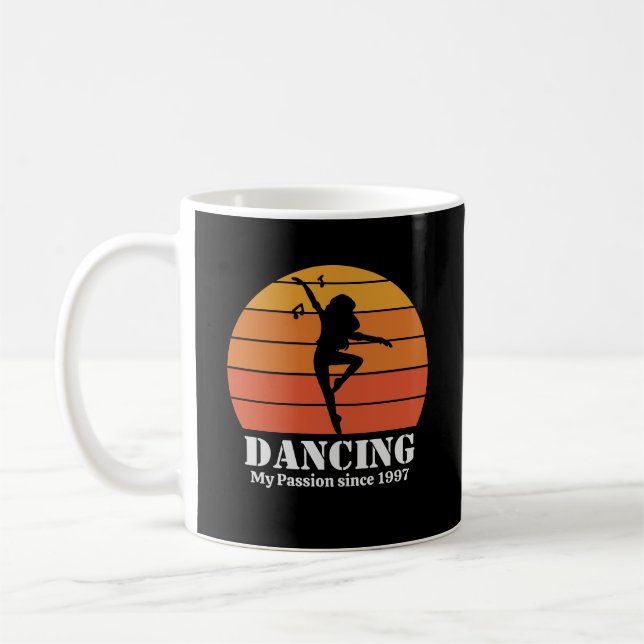 Dancing Hobby Retro Sunset Personalise Coffee Mug (Left)