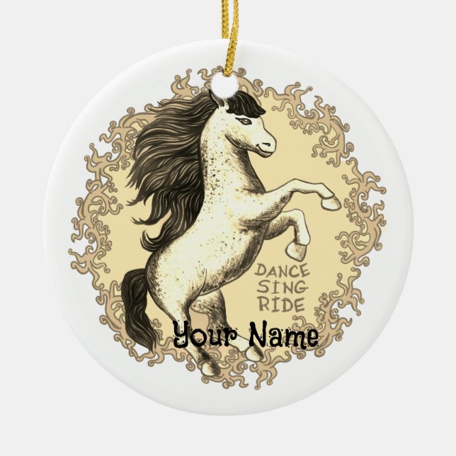 Dancing Horse Ceramic Tree Decoration (Front)