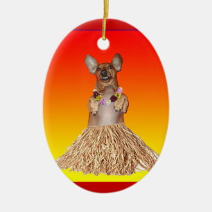 Dancing Hula Dachshund Ornament