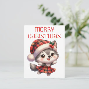 Dancing Husky Pup - Christmas Card