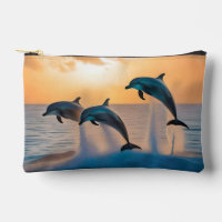 Dancing in the Dusk: Three Dolphins Leaping 