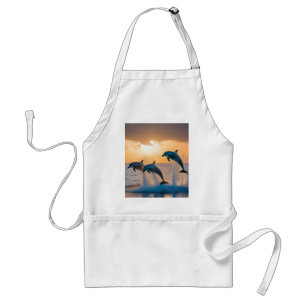 Dancing in the Dusk: Three Dolphins Leaping  Standard Apron