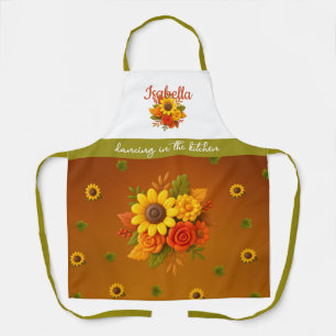 "Dancing in the Kitchen"- Autumn Sunflower Bouquet Apron