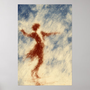 Dancing in the Rain Expressive Figurative Poster