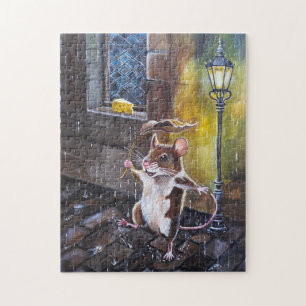 Dancing in the Rain Painting by Alfred Fox Jigsaw Puzzle