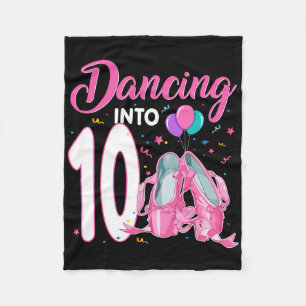 Dancing Into 10 Year Old Birthday Ballerina Girl P Fleece Blanket