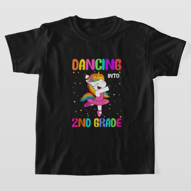 Dancing Into 2nd Grade Ballet Unicorn Girls Back t T-Shirt (Laydown)