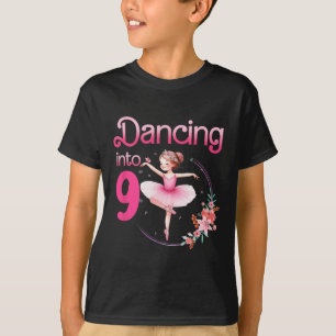Dancing Into 9 Ballerina 9th Birthday Party Ballet T-Shirt
