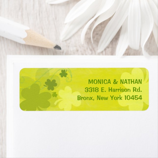 Dancing Irish Shamrocks Wedding Return Address (Insitu)