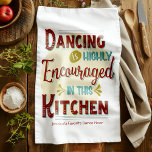 Dancing Is Highly Encouraged In This Kitchen Tea Towel<br><div class="desc">Dancing Is Highly Encouraged In This Kitchen Towel - Turn your kitchen into a dance floor as you moonwalk your way across the room to cook, entertain or let your hair down after a hard day. This funny typography towel is especially made for your kitchen decor! It features cool, retro,...</div>