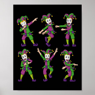 Dancing Jokers Mardi Gras Fun Boys Girls Kids  Poster