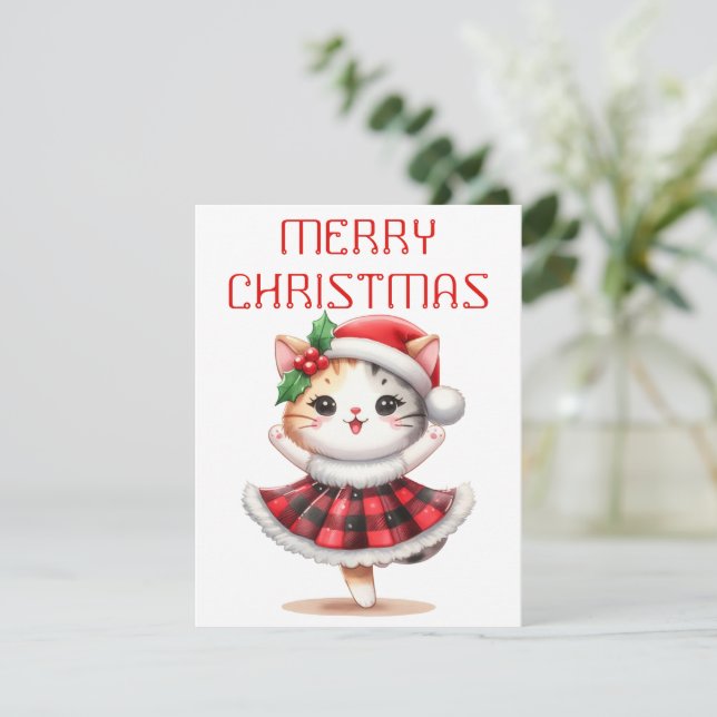 Dancing Kitty - Christmas Card (Standing Front)