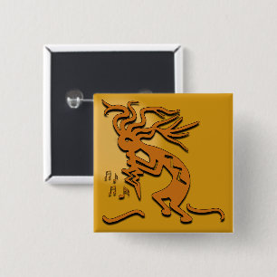 Dancing Kokopelli Merrymaker Musician 15 Cm Square Badge