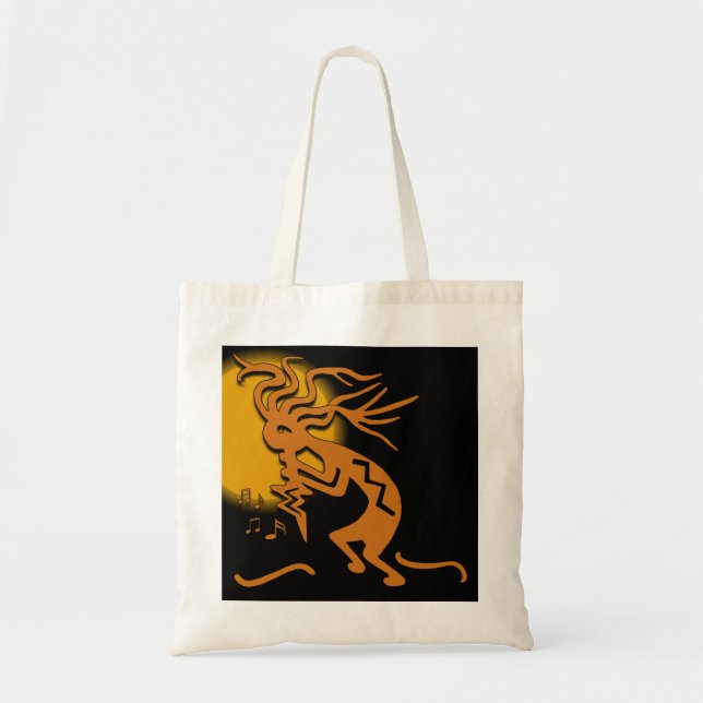 Dancing Kokopelli Musician Merrymaker Tote Bag (Front)