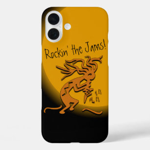 Dancing Kokopelli Musician With Floating Notes iPhone 16 Plus Case
