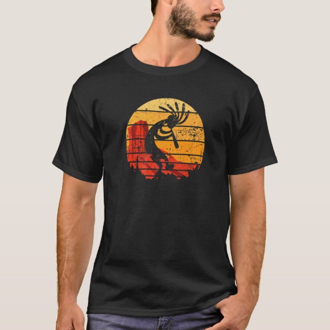 Dancing Kokopelli Southwestern Usa Native American T-Shirt (Front)
