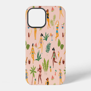 Dancing ladies, palm leaves pattern. iPhone 12 case
