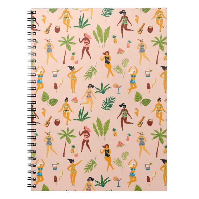 Dancing ladies, palm leaves pattern. notebook (Front)