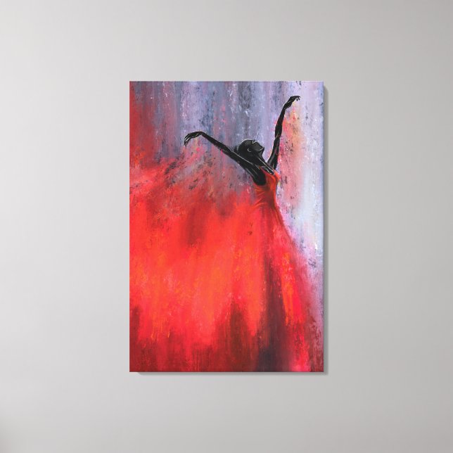 Dancing Lady in Red Canvas Print (Front)
