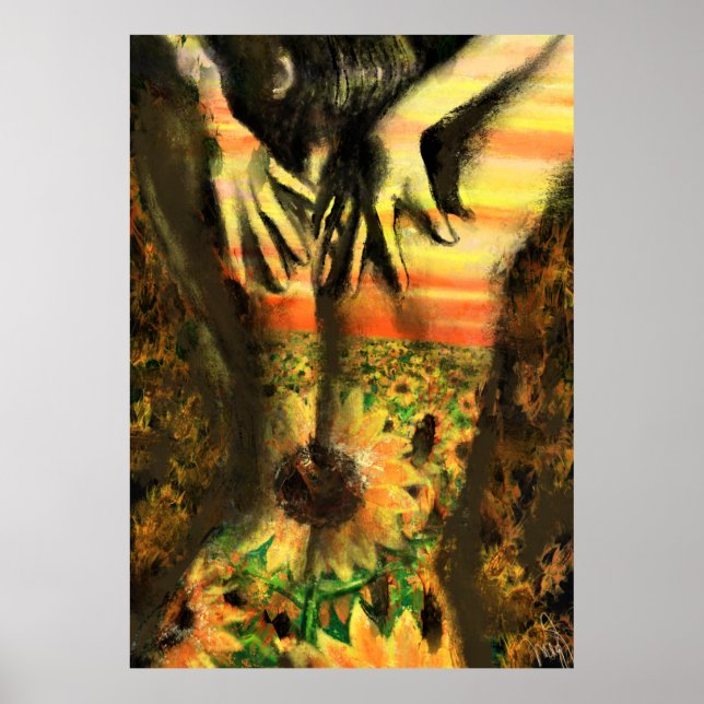 Dancing Lady in Sunflowers - Original Painting Art Poster (Front)
