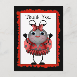 Dancing Ladybug thank you postcard
