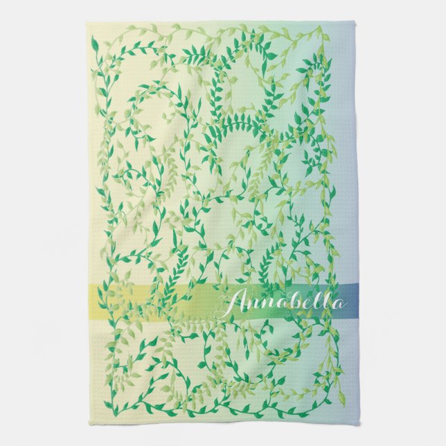 Dancing leaves tea towel (Vertical)
