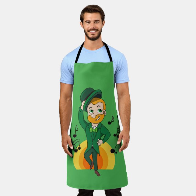 Dancing leprechaun, St. Patrick's Day cartoon  Apron (Worn)