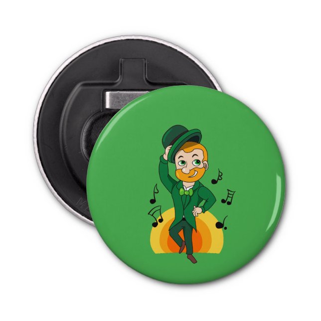 Dancing leprechaun, St. Patrick's Day cartoon  Bottle Opener (Front)