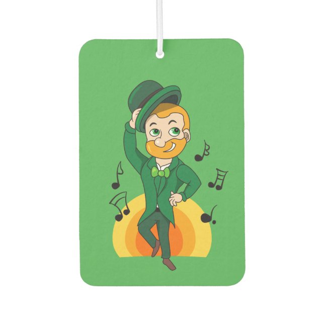 Dancing leprechaun, St. Patrick's Day cartoon  Car Air Freshener (Front)
