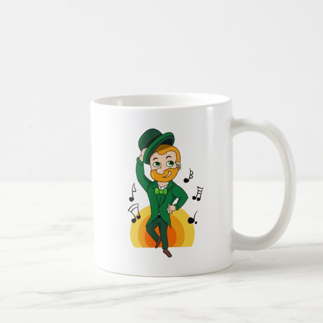 Dancing leprechaun, St. Patrick's Day cartoon  Coffee Mug (Right)