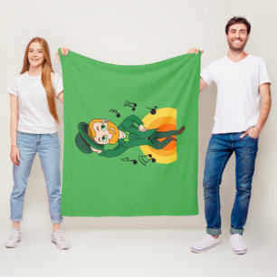 Dancing leprechaun, St. Patrick's Day cartoon  Fleece Blanket