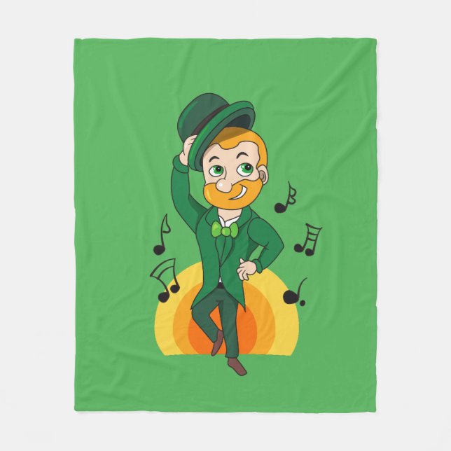 Dancing leprechaun, St. Patrick's Day cartoon  Fleece Blanket (Front)