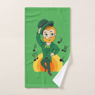 Dancing leprechaun, St. Patrick's Day cartoon Hand Towel