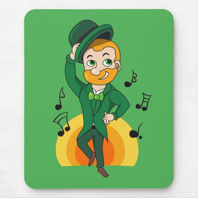 Dancing leprechaun, St. Patrick's Day cartoon  Mouse Mat (Front)