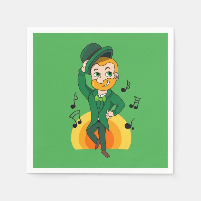 Dancing leprechaun, St. Patrick's Day cartoon  Napkin (Front)