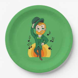 Dancing leprechaun, St. Patrick's Day cartoon  Paper Plate