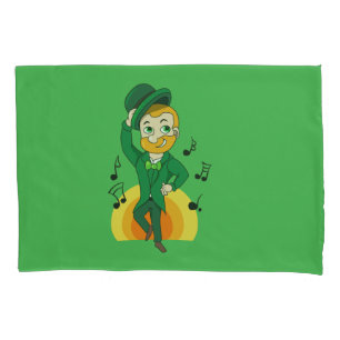 Dancing leprechaun, St. Patrick's Day cartoon Pillowcase