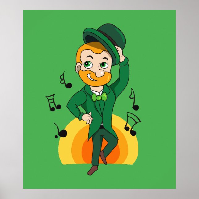 Dancing leprechaun, St. Patrick's Day cartoon  Poster (Front)