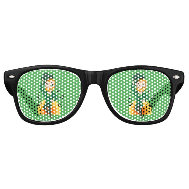 Dancing leprechaun, St. Patrick's Day cartoon  Retro Sunglasses (Front)